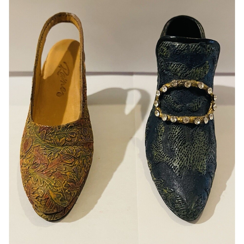 Vintage Miniature High Heel Shoes Figurines Rhinestones Trinkets